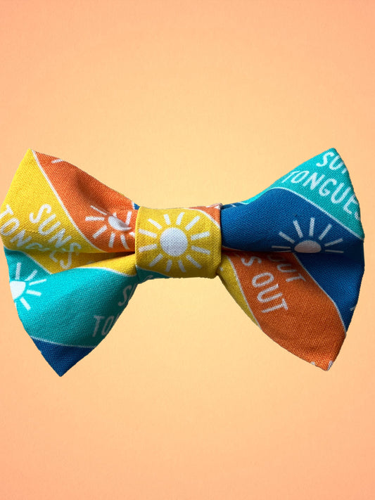 Sun's out Tongues out Bow Tie (Blue & Pink)